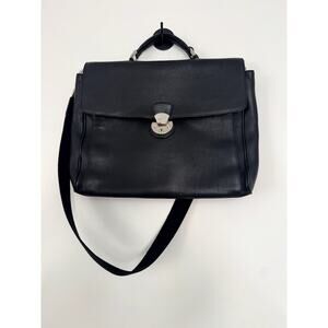 Bally Leather Messenger Bag with Silver Hardware